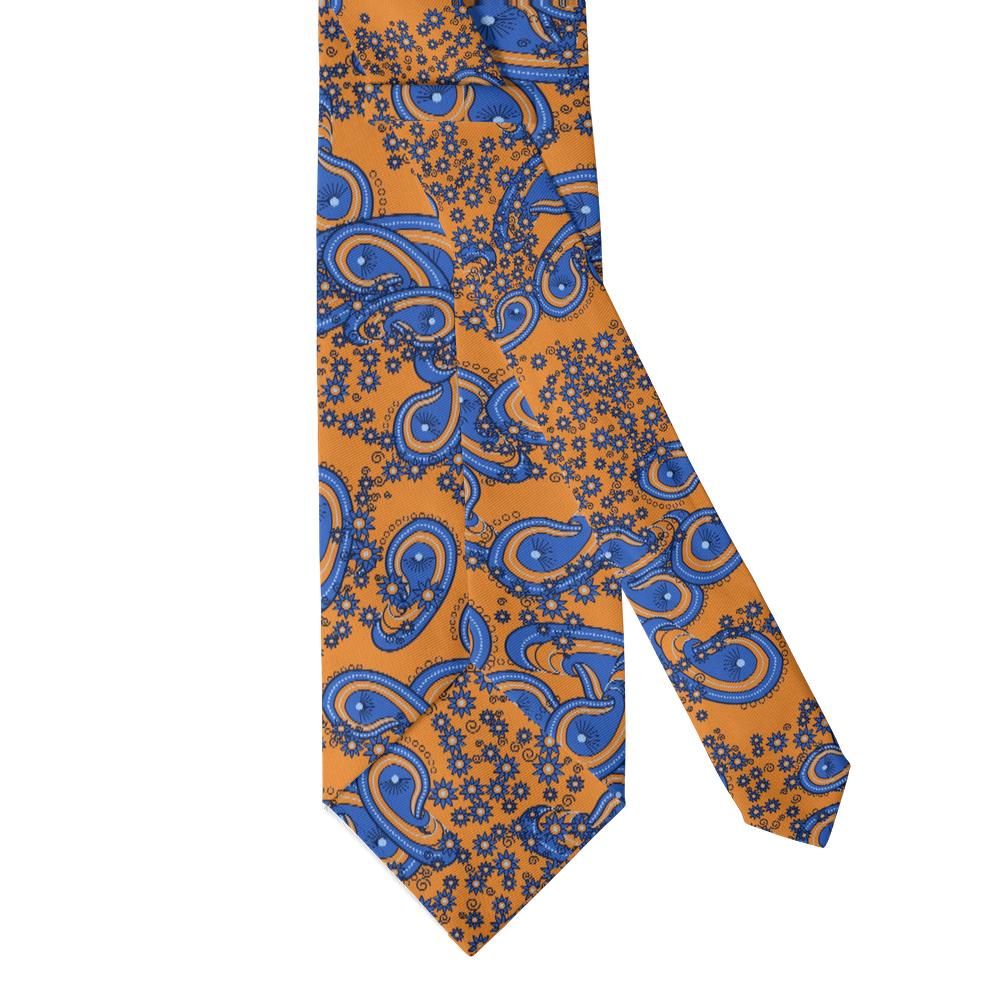 Marzano - Orange & Blue Engraved Paisley Tie – Amalfi Sun