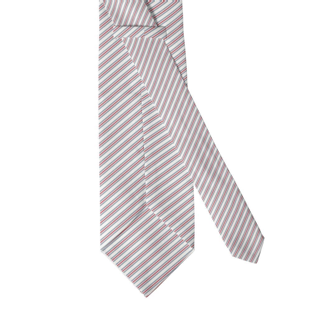 Obdam - White, Navy & Red Fine Stripe Tie – Garden Party