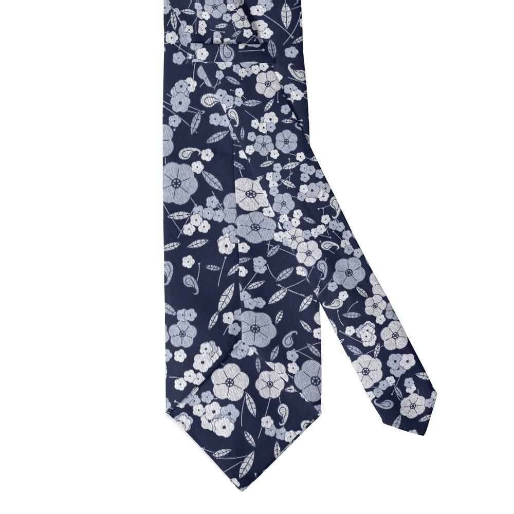 Czernin - Navy & Silver Garden Floral Tie – Moonlit Garden