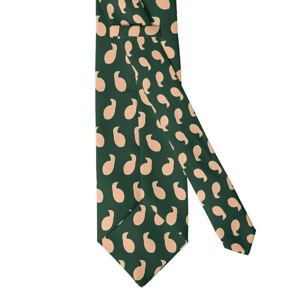 Bembo - Pine & Peach Herringbone Paisley Tie – Orchard Dawn