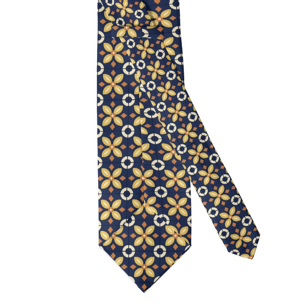 Lanckoroński - Navy & Gold Azulejo Tie – Palace Courtyard