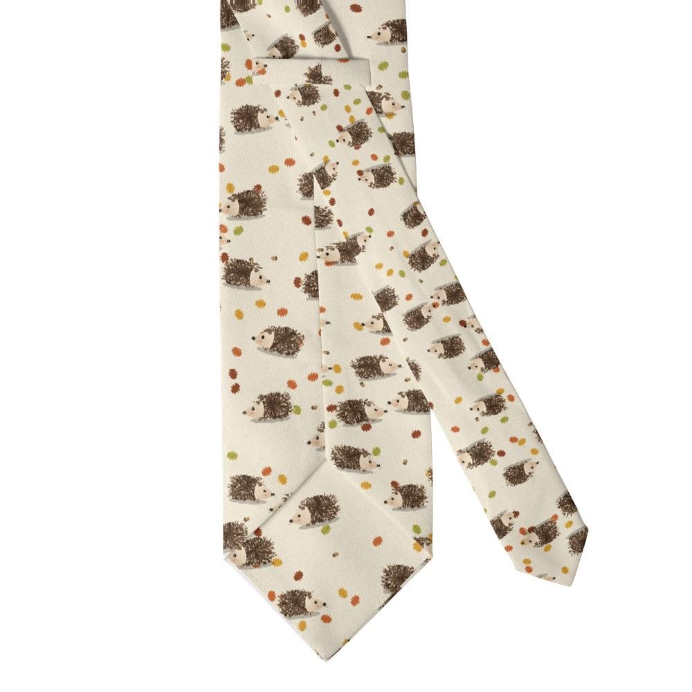 Mniszech - Cream Hedgehog Tie – Little Hedgehogs in Autumn Leaves