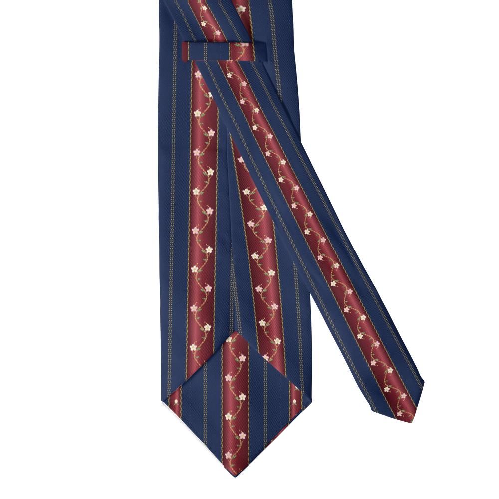 Keglevich - Navy & Burgundy Embroidered Stripe Tie – Court Garden