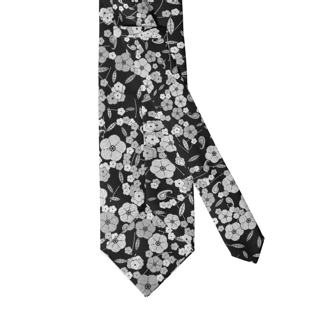Czernin - Black & Silver Garden Floral Tie – Prague Nocturne