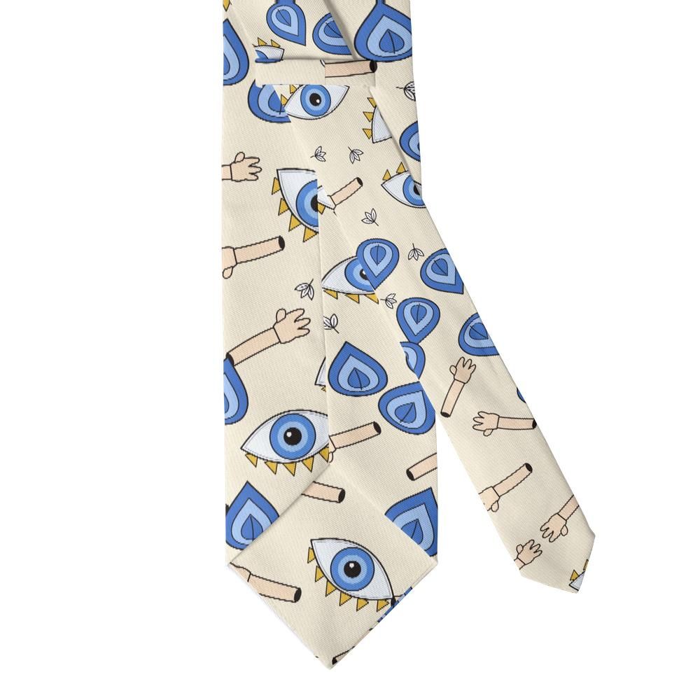 de Gontaut - Cream & Cobalt Abstract Tie – Atelier Dream