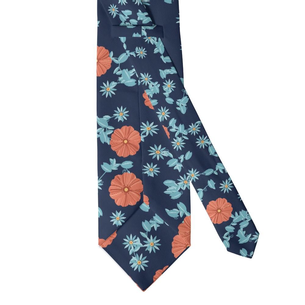 Moltke - Navy & Coral Poppy Vine Floral Tie – Evening Garden