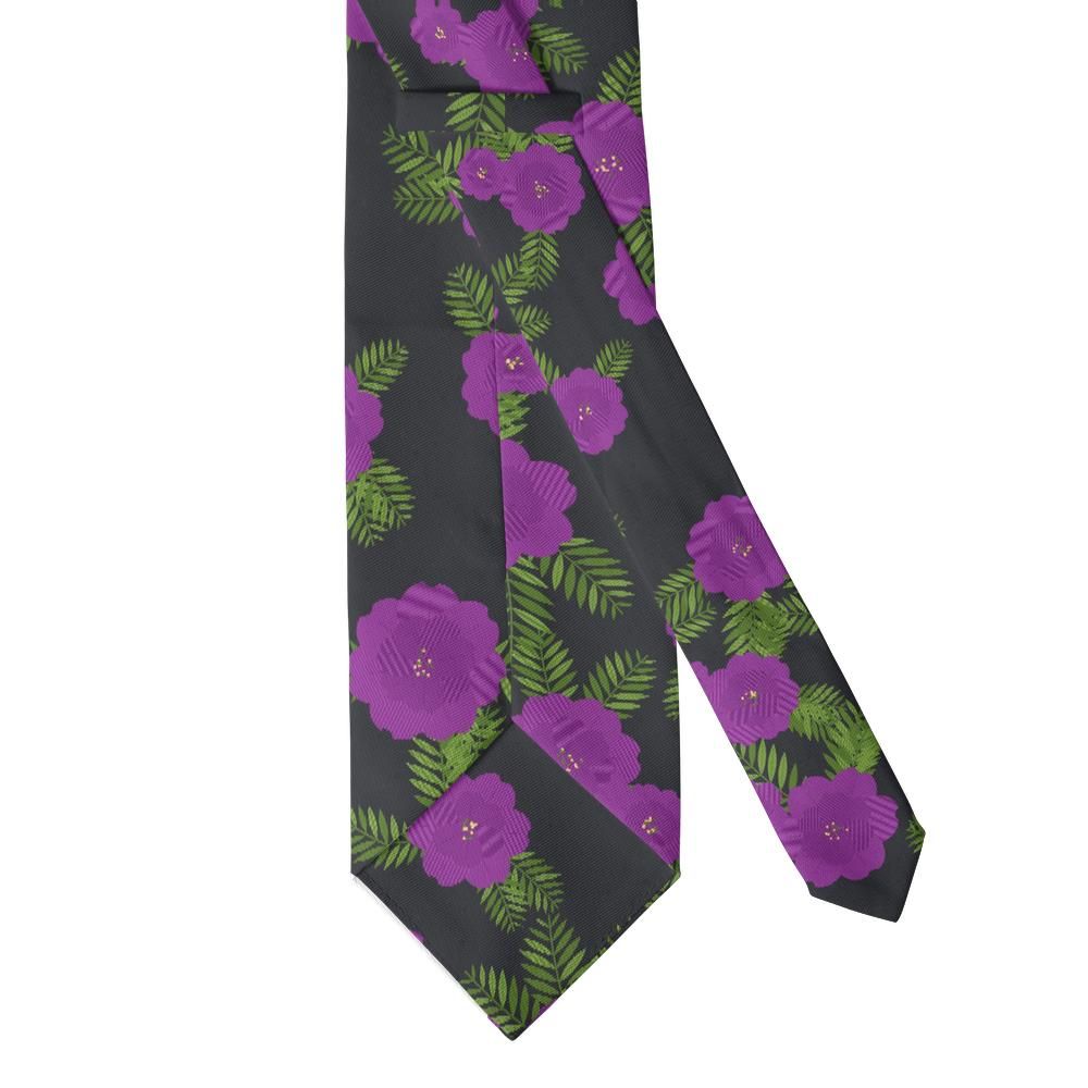 Gassion - Charcoal & Purple Floral Tie – Subtle Drama