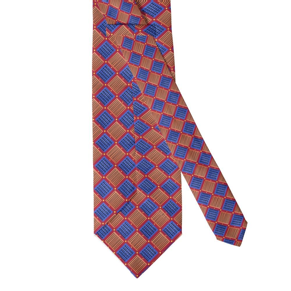 Foucquet - Blue & Coral Abstract Block Tie – Sunset Bazaar