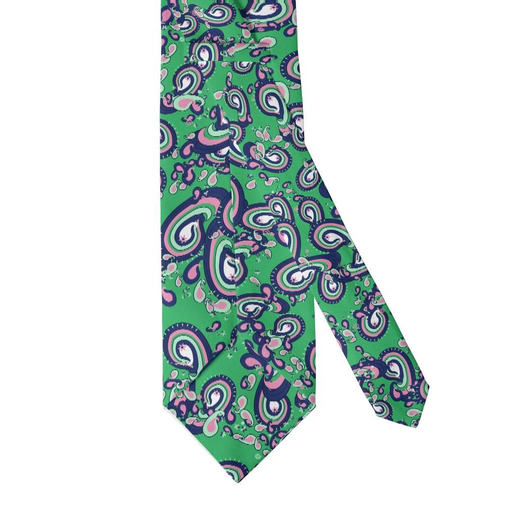 Cibo - Green & Navy Large Paisley Tie – Botanical Statement