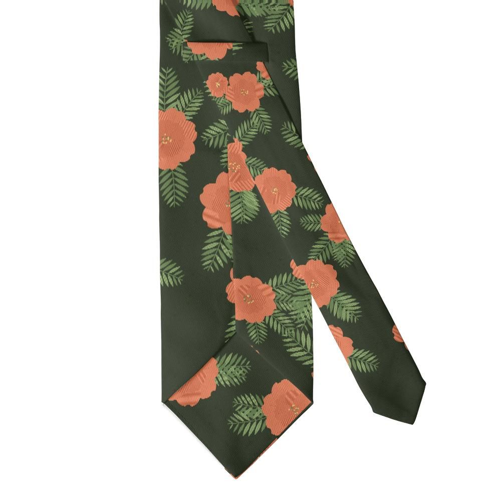 Gassion - Olive & Coral Floral Tie – Coral Grove