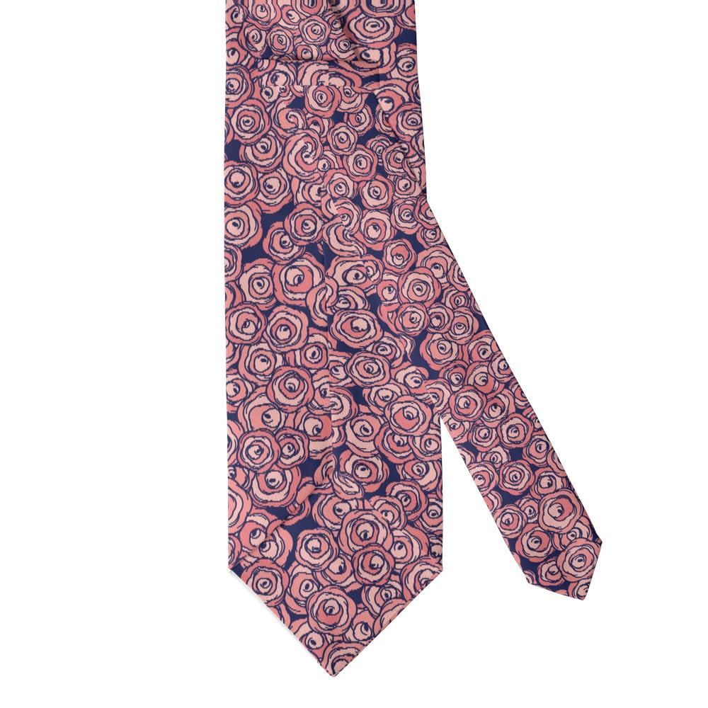 Rosenorn - Coral & Navy Line Rose Tie – Garden Sketch