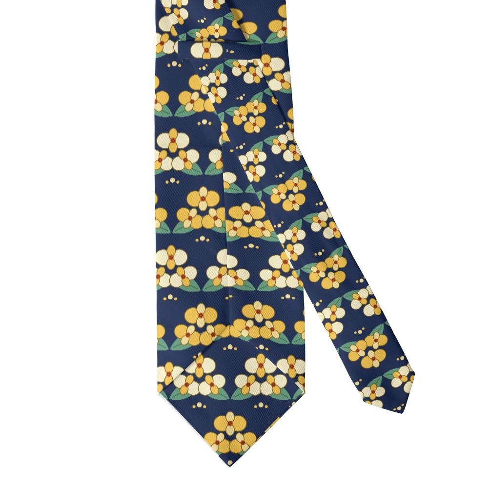 Porcia - Navy & Yellow Begonia Tie – Sun Terrace