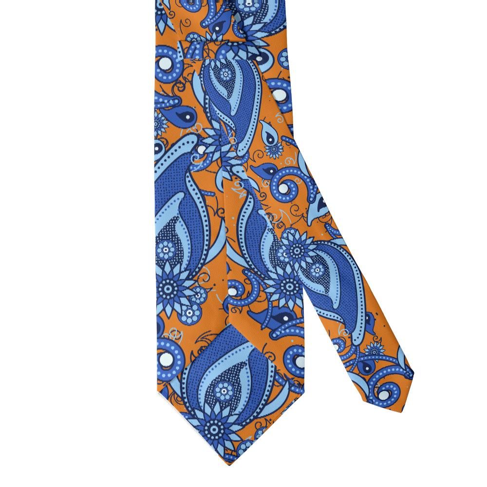 Falier - Orange & Royal Blue Sunflower Paisley Tie – Carnival Blaze