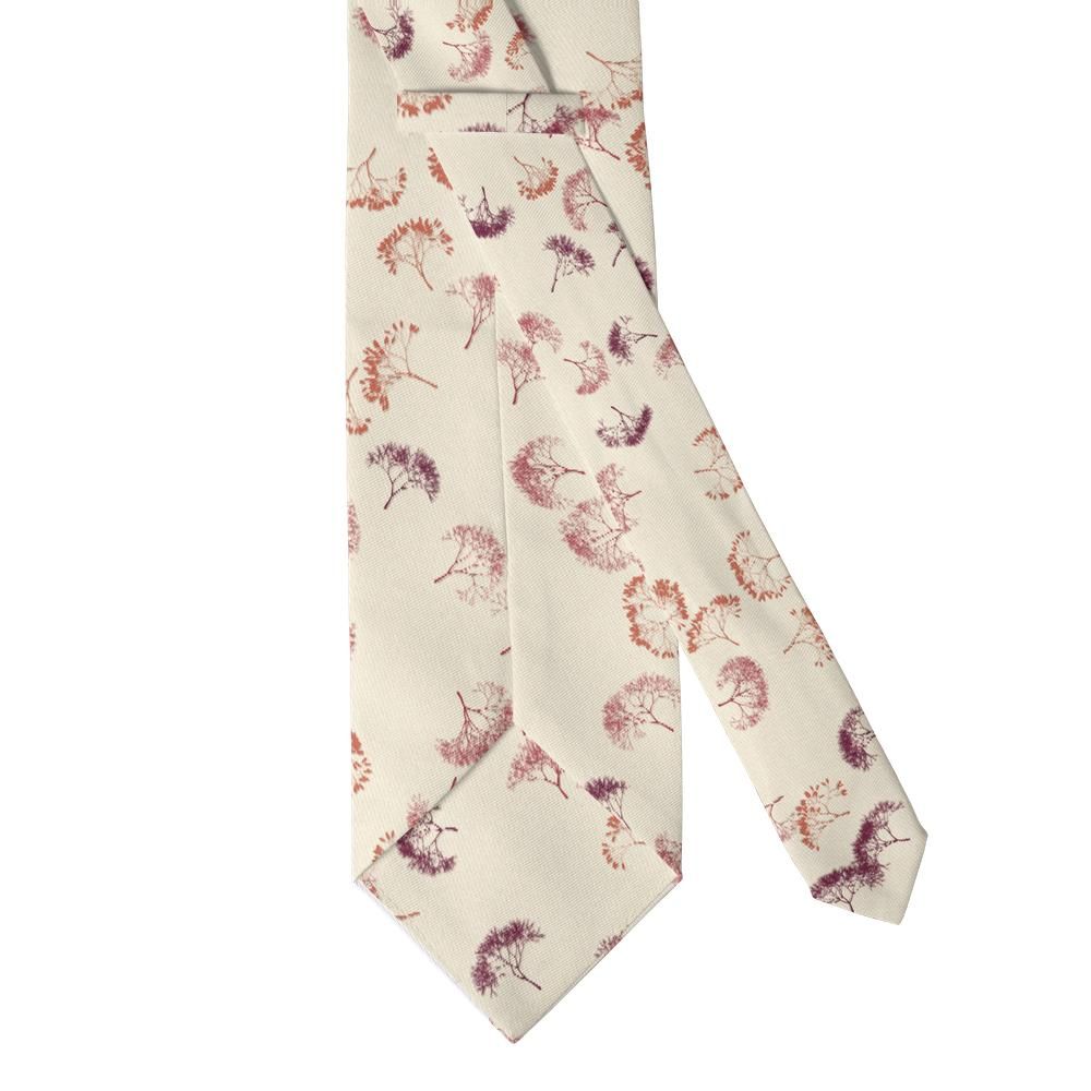 Chorinsky - Cream & Coral Red Seaweed Tie – Pressed Ocean Fronds with Naturalist Charm
