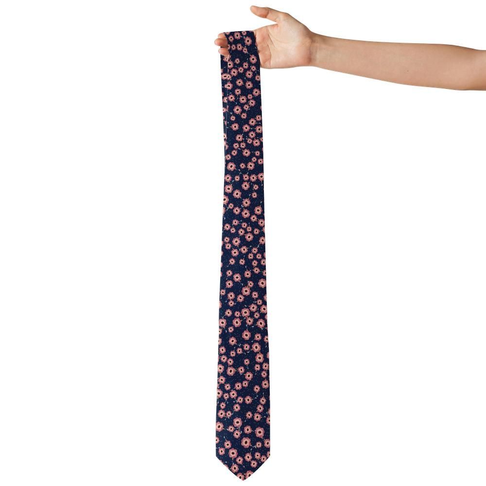 Pazzi - Navy & Coral Painted Peony Tie – Evening Bloom