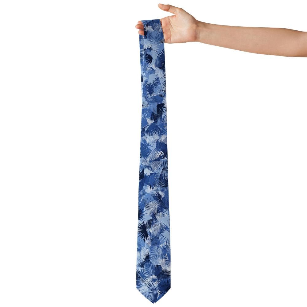 Podebusk - Sky & Navy Jungle Leaf Tie – Blue Lagoon