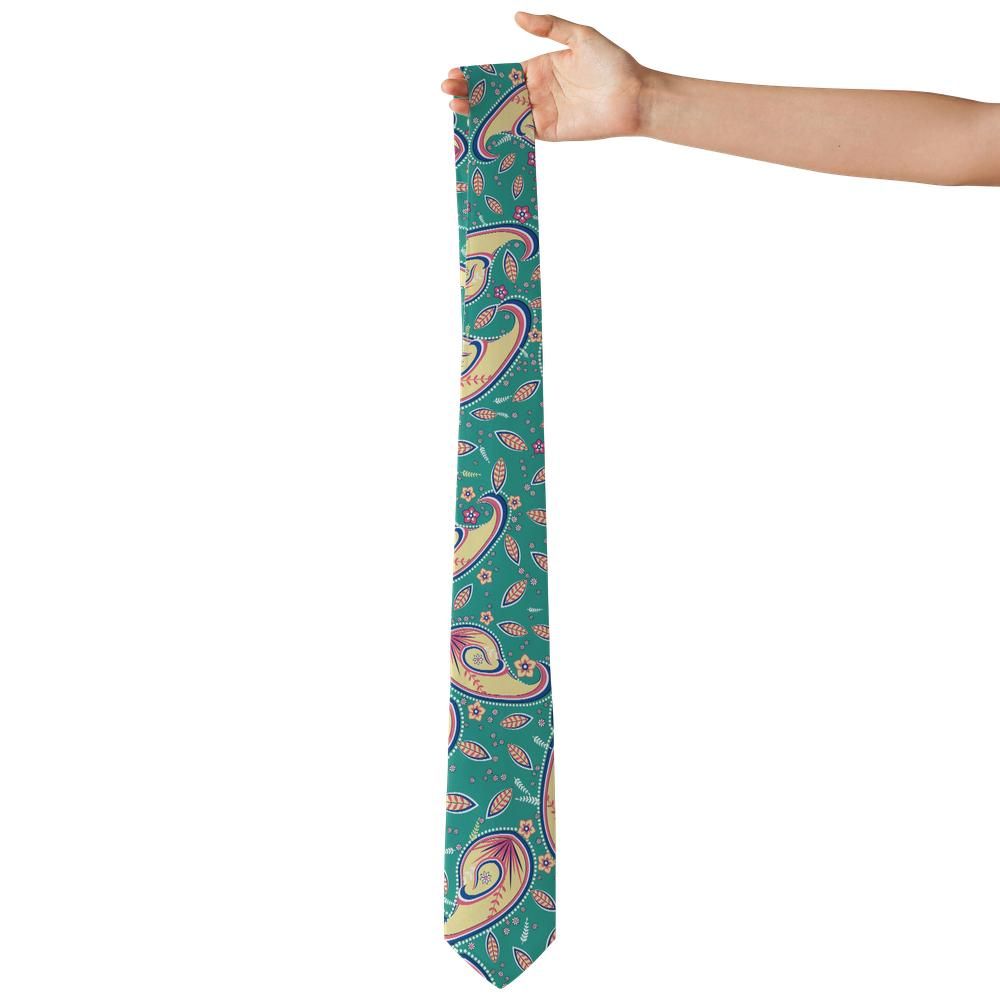 Zichy - Jade & Coral Fern Paisley Tie – Garden Promenade