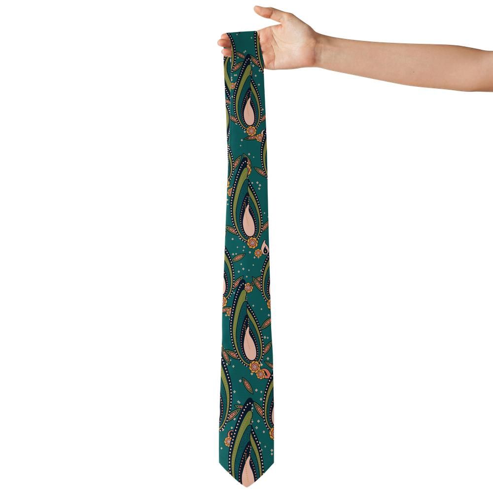 Valier - Teal & Coral Leaf Paisley Tie – Lagoon Bloom