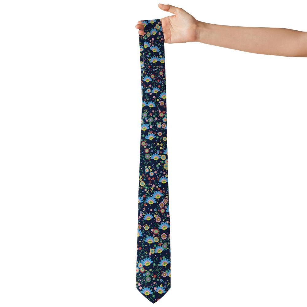 Lindenov - Navy Multicolor Folk Floral Tie – Polish Folk Garden