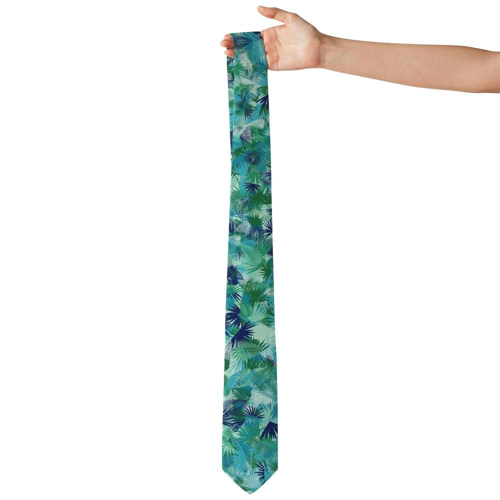 Podebusk - Teal & Navy Jungle Leaf Tie – Rainforest Canopy