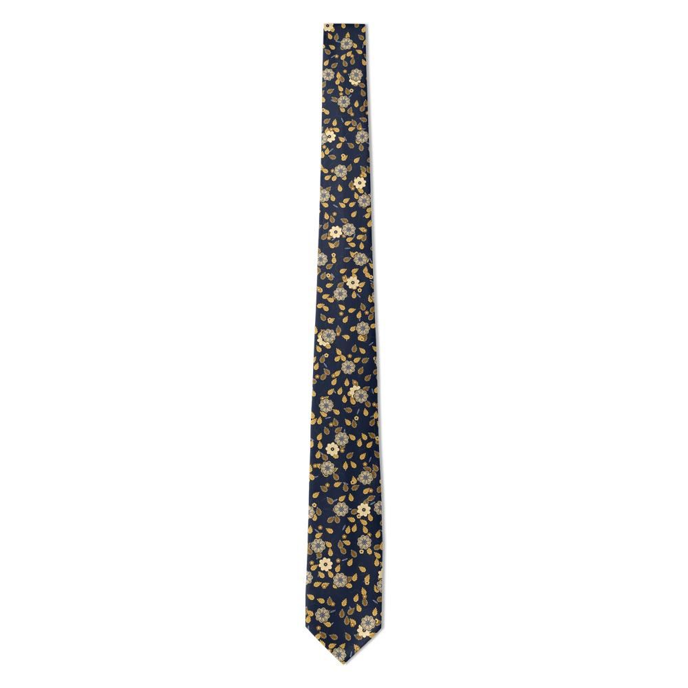 Este - Navy & Gold Floral Tie – Harvest Night