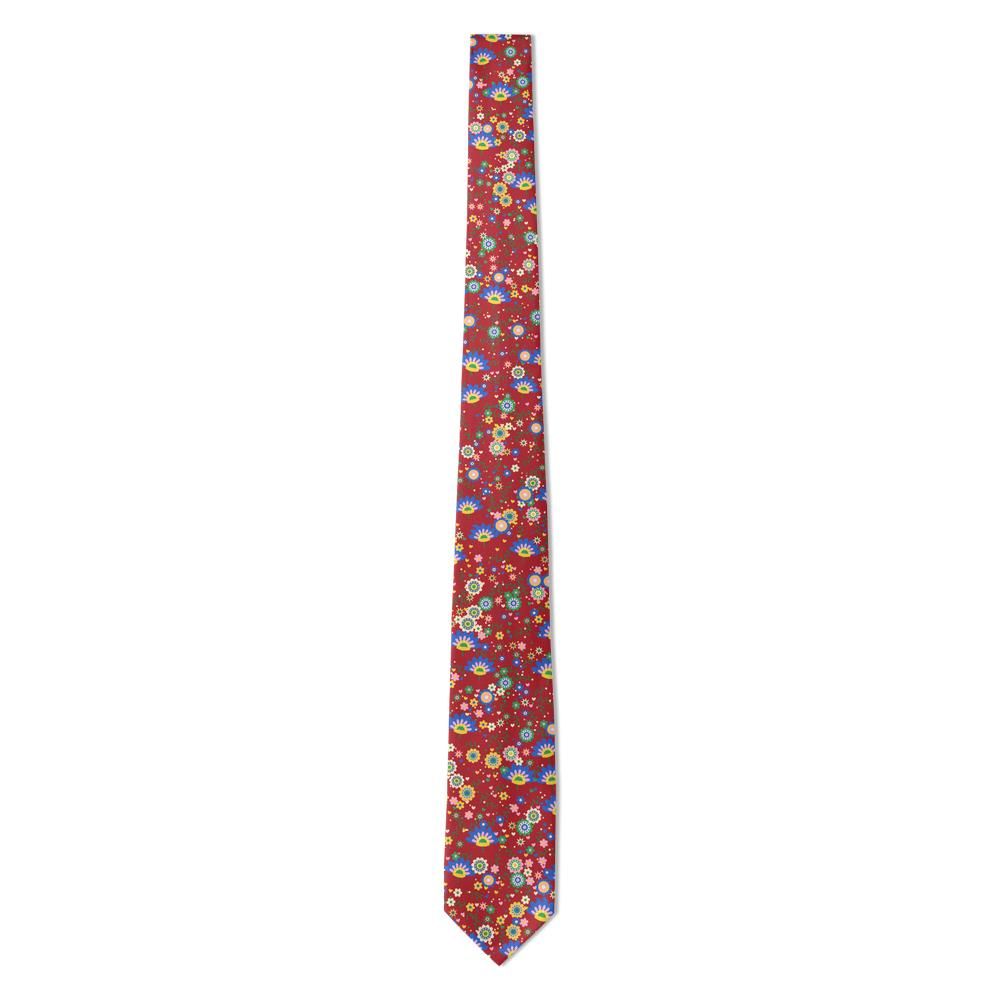 Lindenov - Red Multicolor Folk Floral Tie – Polish Folk Garden