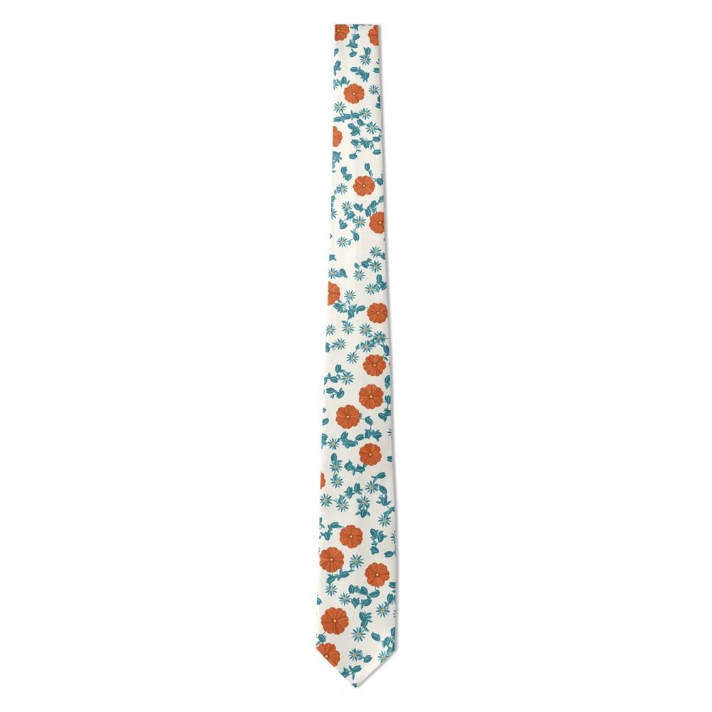 Moltke - Ivory & Rust Poppy Vine Floral Tie – Autumn Terrace
