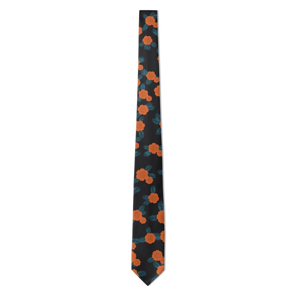 Gassion - Black & Orange Floral Tie – Statement Bloom