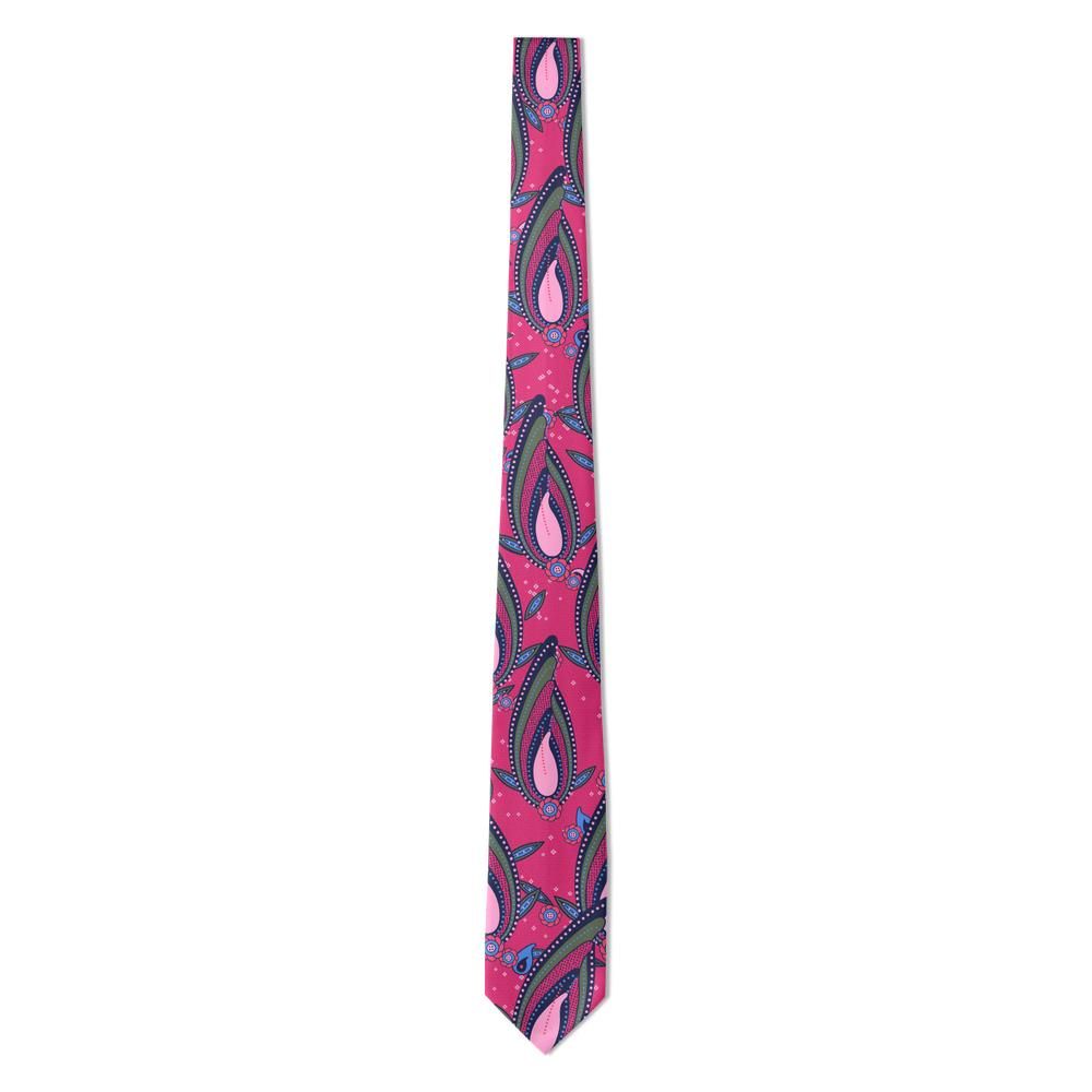 Valier - Fuchsia & Navy Leaf Paisley Tie – Garden Masquerade
