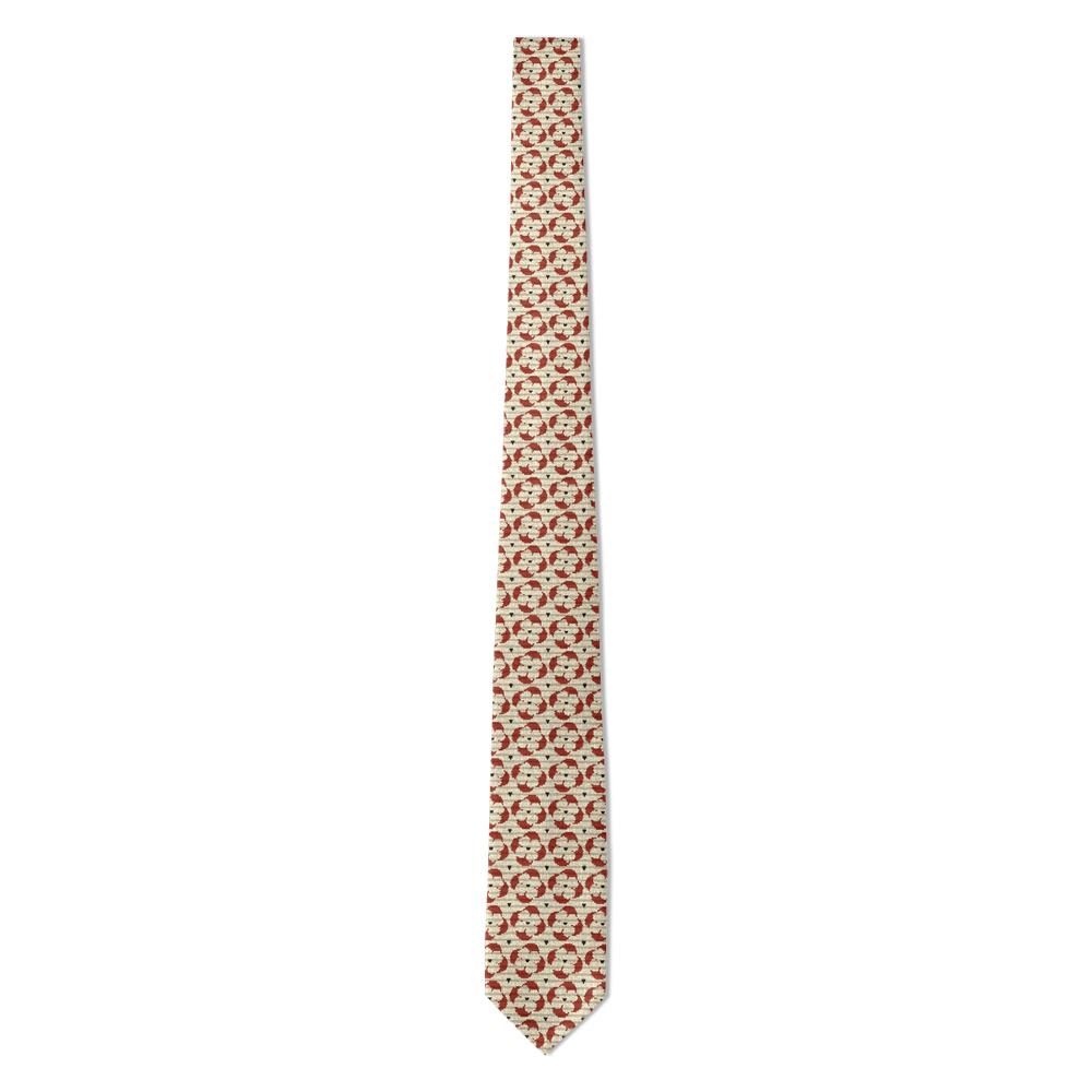 Frangipani - Ivory & Red Pelta Mosaic Tie – Pompeian Floor Artistry