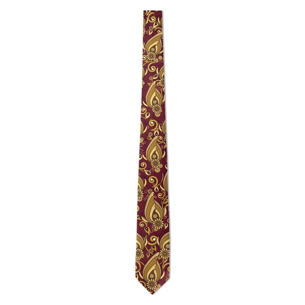 Falier - Burgundy & Gold Sunflower Paisley Tie – Gilded Salon