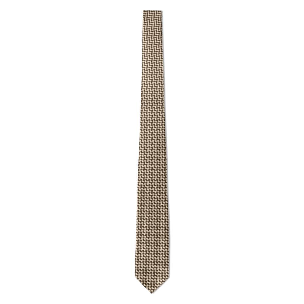 Montferrat - Chocolate & Cream Houndstooth Tie – Heritage Tweed Look