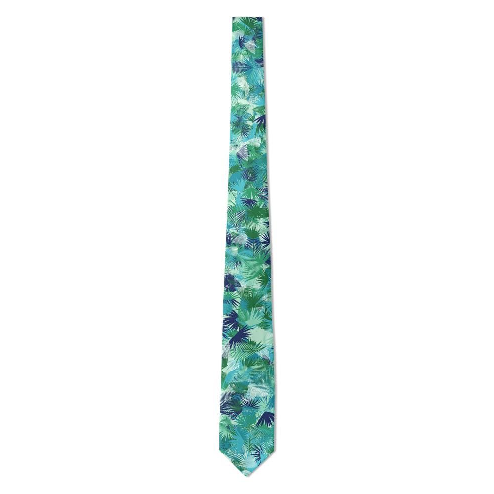 Podebusk - Teal & Navy Jungle Leaf Tie – Rainforest Canopy