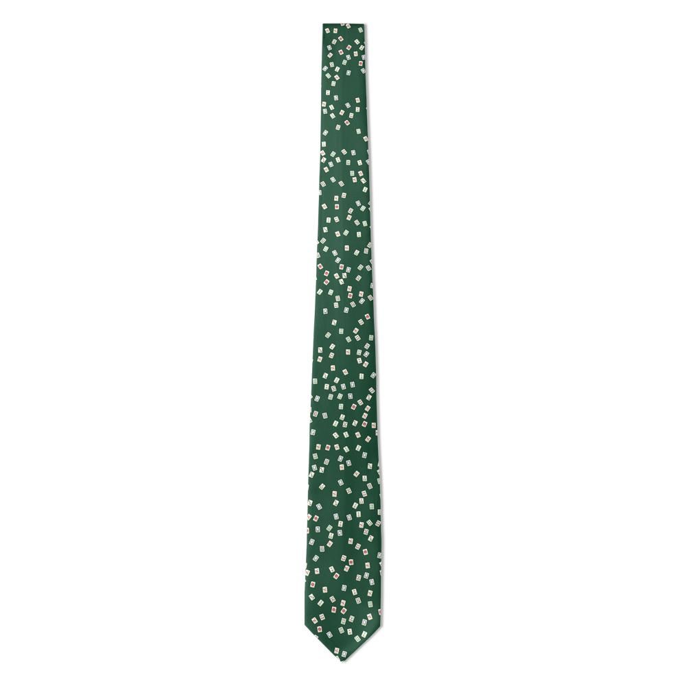 Seilern - Green Baize Mahjong Tile Tie – Bamboo, Circles & Dragons Tossed Across the Table