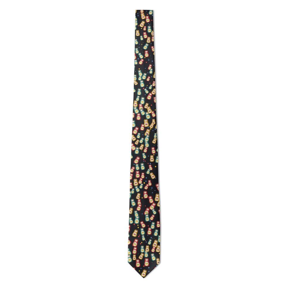 Koniecpolski - Black Matryoshka Doll Tie – Midnight Folk Tale