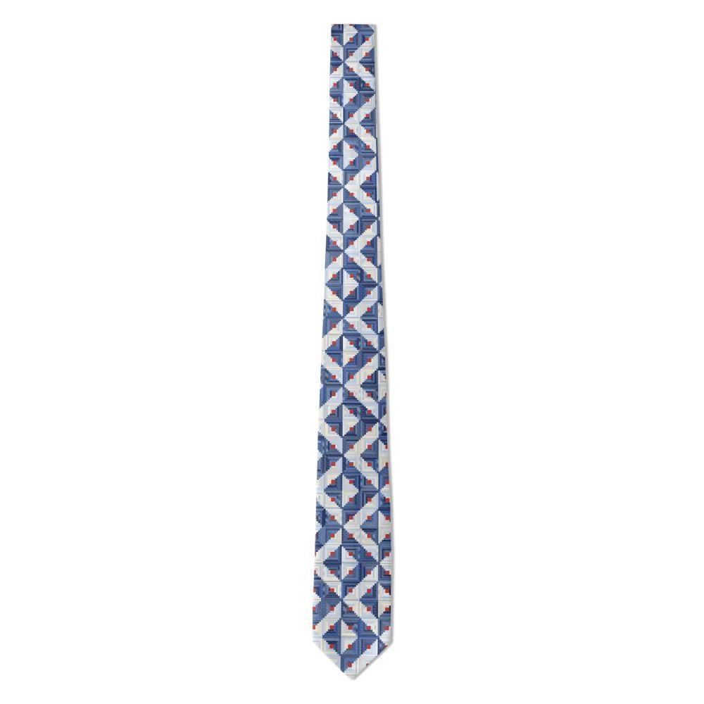 Rosenvinge - Indigo & Cream Log Cabin Quilt Tie – Homestead Blue
