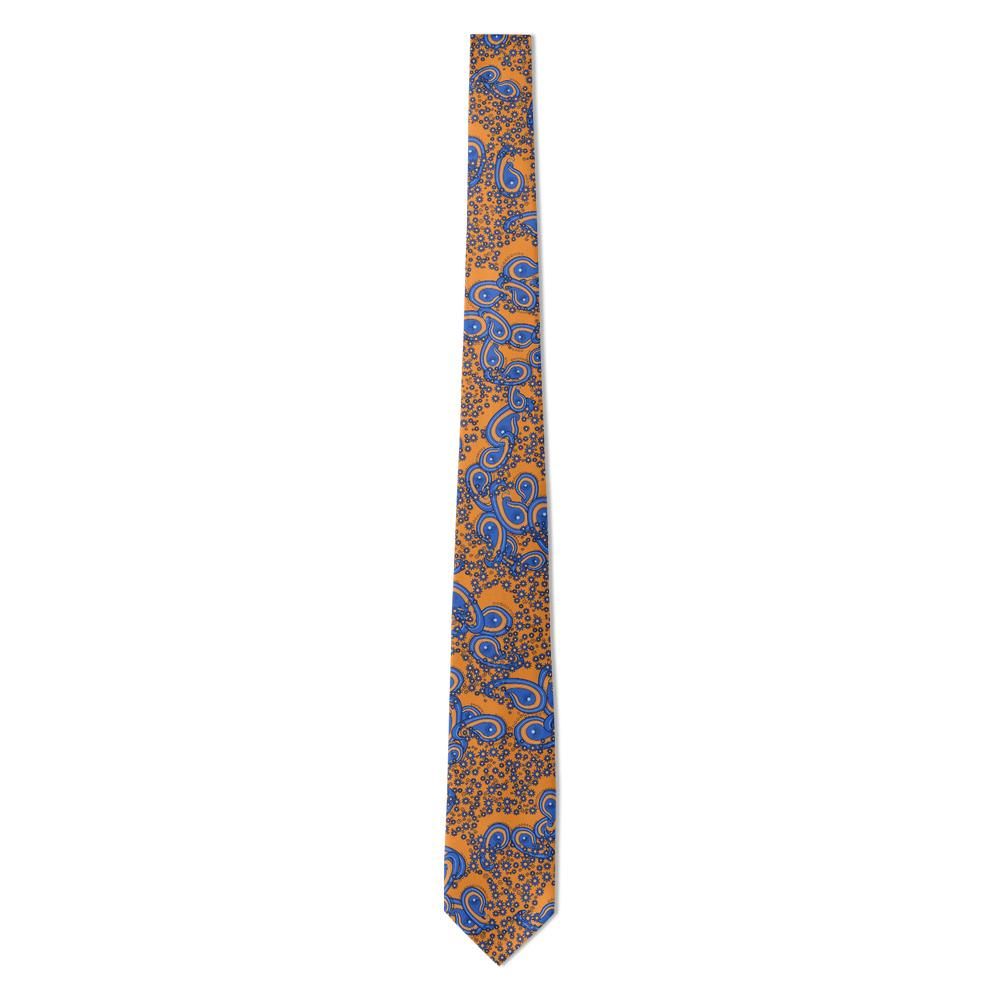 Marzano - Orange & Blue Engraved Paisley Tie – Amalfi Sun