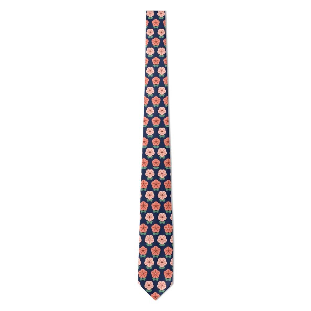 Dzieduszycki - Navy & Coral Petunia Tie – Terrace Sunset