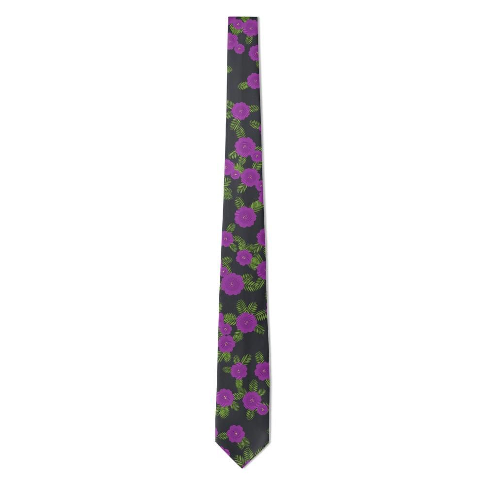 Gassion - Charcoal & Purple Floral Tie – Subtle Drama