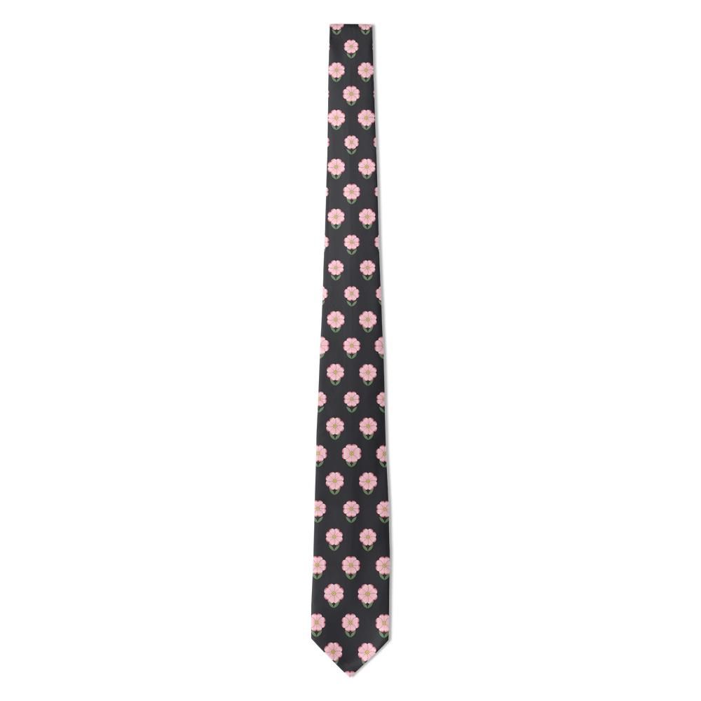 Rosenstolpe - Charcoal & Pink Dogwood Blossom Tie – Evening Bloom