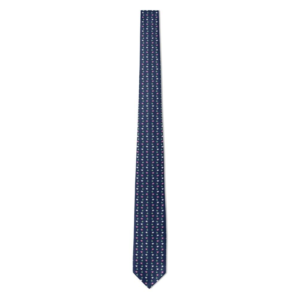 Lodron - Navy & Pink Cyclamen Tie – Alpine Bloom