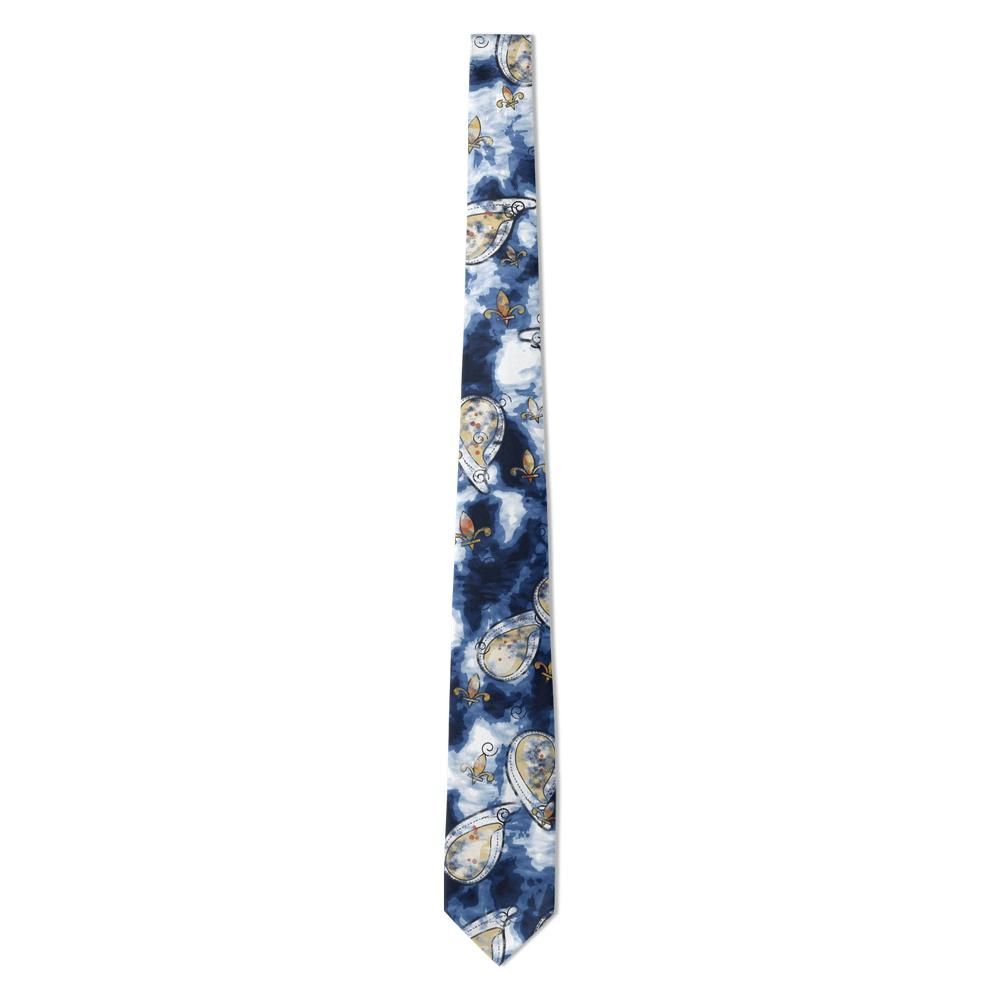 Borromeo - Indigo & Ivory Watercolour Paisley Tie – Lakeside Mist