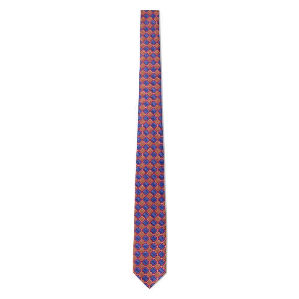 Foucquet - Blue & Coral Abstract Block Tie – Sunset Bazaar