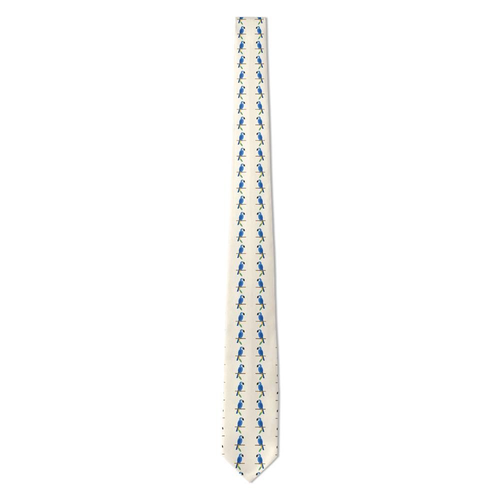 Schaumburg - Cream & Blue Parrot Tie – Macaw Morning