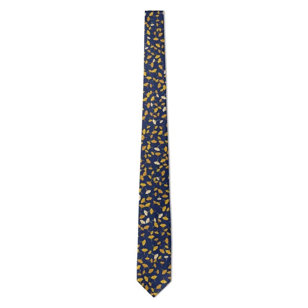 Buchwald - Navy & Gold Ginkgo Leaf Tie – Autumn in Kyoto