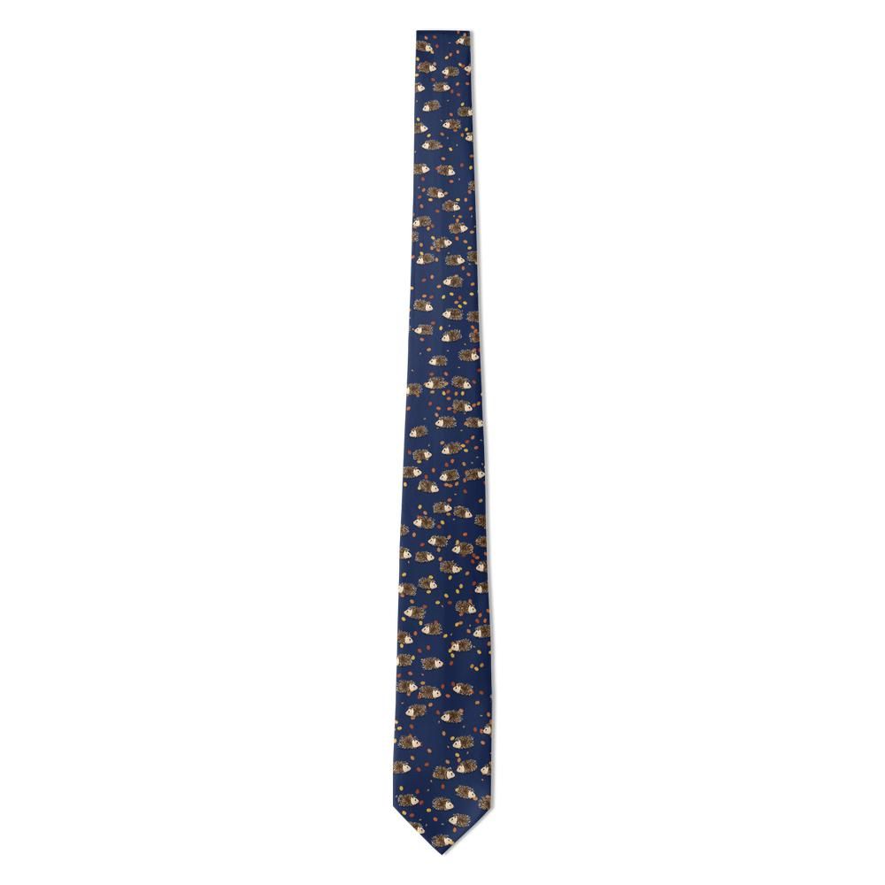 Mniszech - Navy Hedgehog Tie – An Autumn Night Hedgehog Ramble