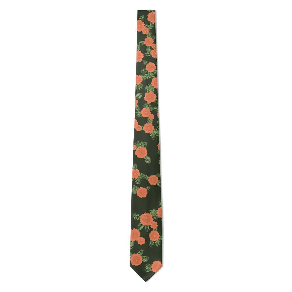 Gassion - Olive & Coral Floral Tie – Coral Grove