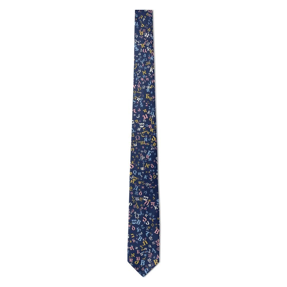 Dzialynski - Navy Polyglot Alphabet Tie – World Scripts