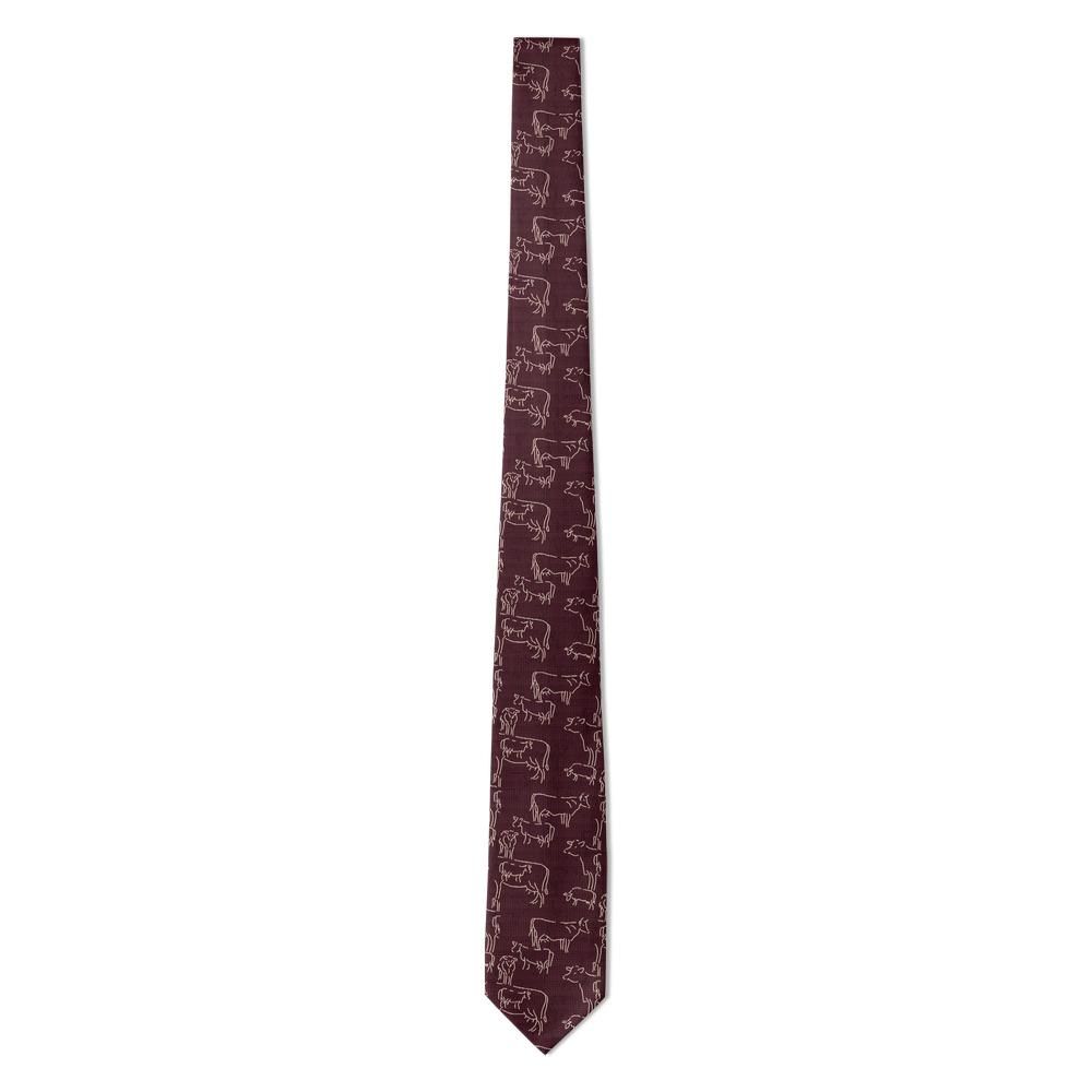 Beltrán - Burgundy & Cream Abstract Cow Tie – Dairy Evening