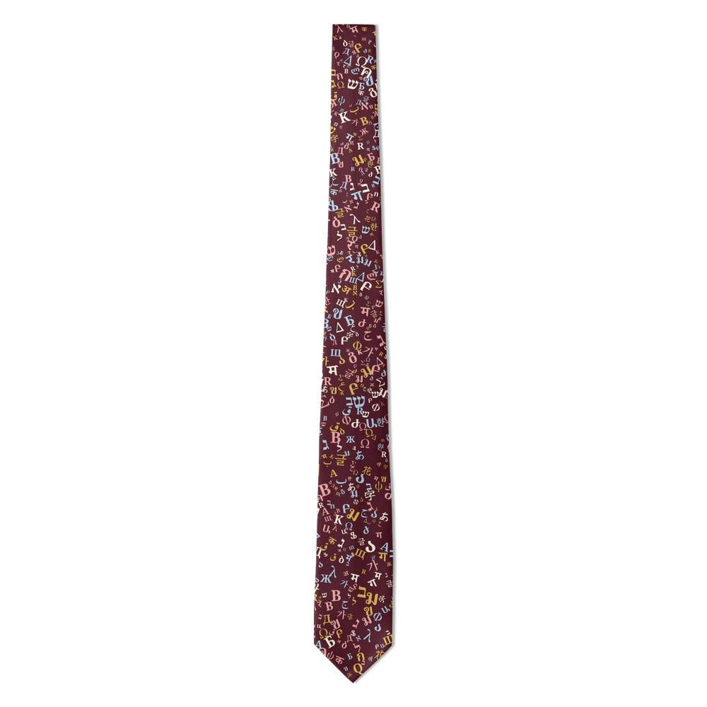 Dzialynski - Burgundy Polyglot Alphabet Tie – Global Letters